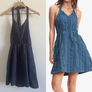 Roxy Halter Mini Dress Sz Small NWT Navy Stripe